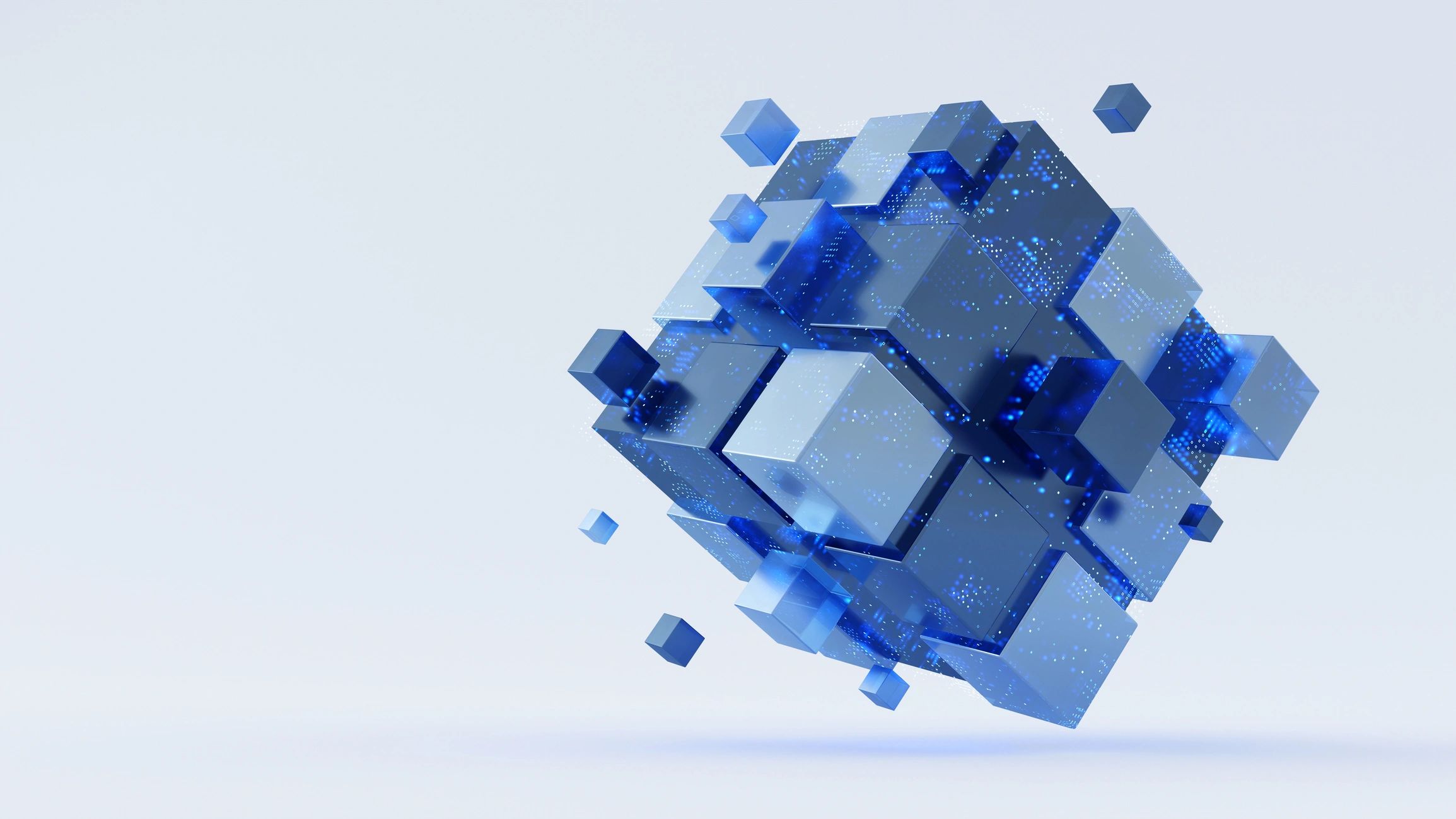Abstract data cube representing digital architecture