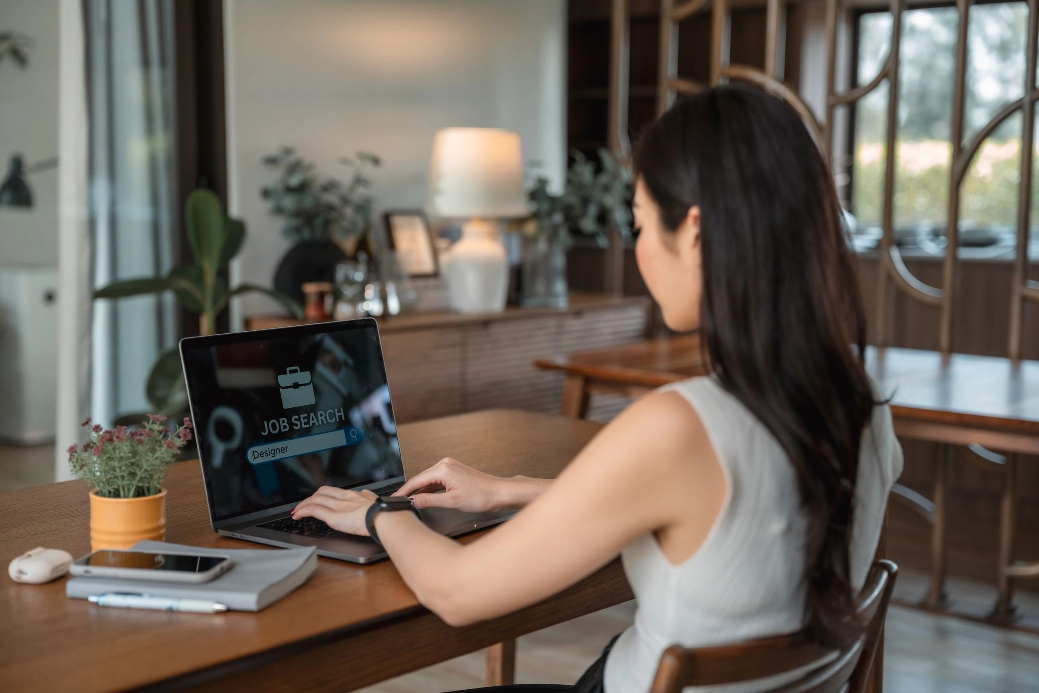 Professional viewing job search on laptop representing talent intelligence